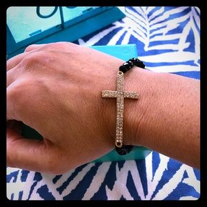 Rhinestone Cross Bracelet